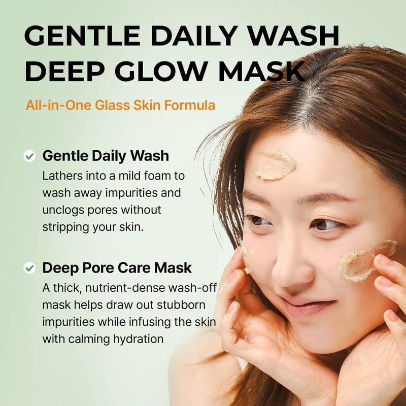Heartleaf Rice Deep Pore Cleansing Face Wash - 2-in-1 Mochi Mask & Cleanser for Glass Skin | Salicylic Acid, 4.40 fl. oz (130 ml)