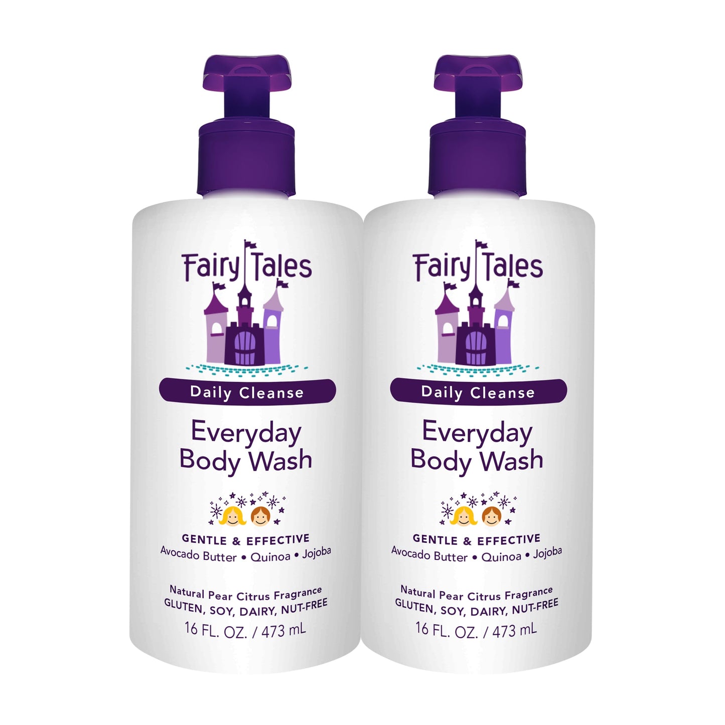 Fairy Tales Daily Cleanse Kids Body Wash | Kids Soap With Gentle, Clean Natural Ingredients | Sulfate Free, Silicone Free, Body Wash for Boys and Girls - 16 oz. (2 Pack)