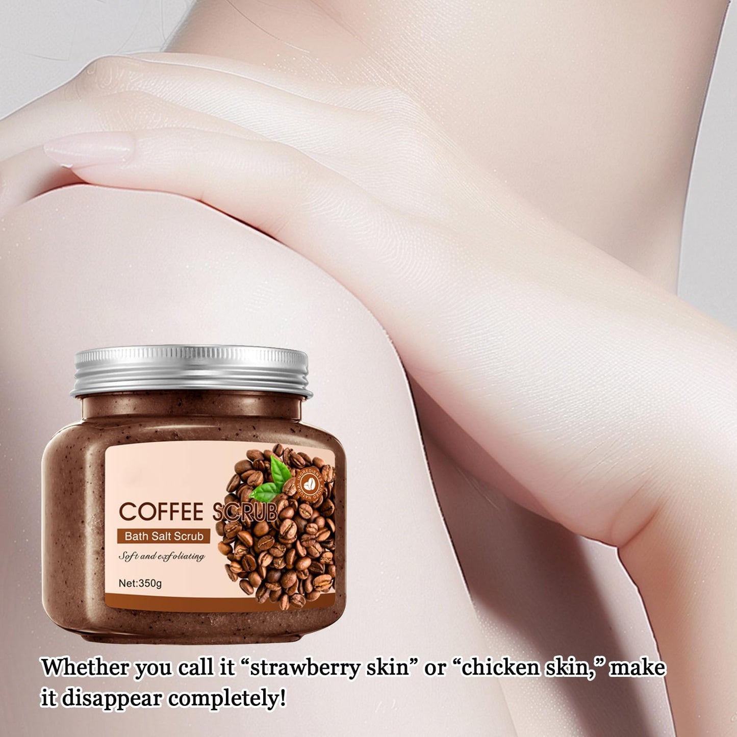 Coffee Body Exfoliator, Deep Cleaning Exfoliating Body Scrub, Moisturizing Nourishing Salt Rose Body Scrub, 350 g