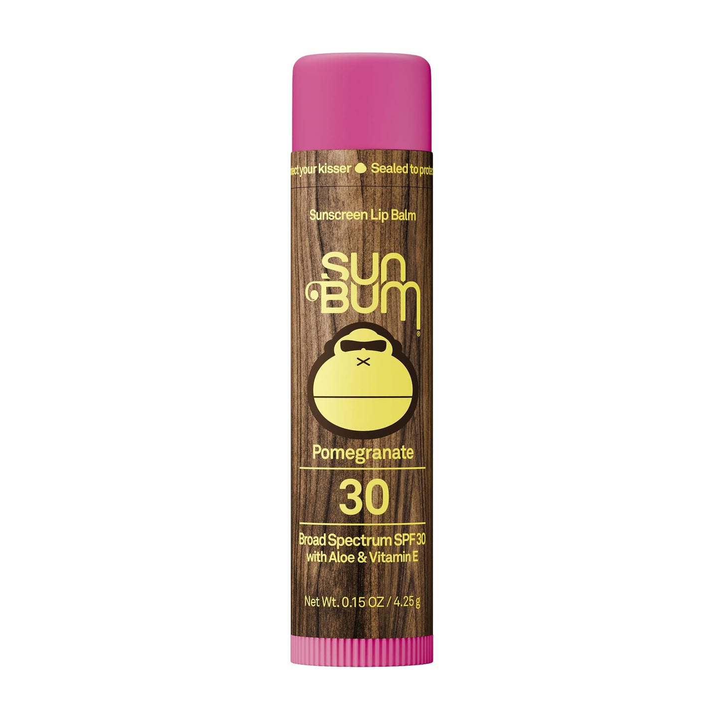 Sun Bum SPF 30 Sunscreen Pomegranate Lip Balm - Moisturizing Aloe Vera and Vitamin E - Vegan - Broad Spectrum UVA/UVB Lip Protection - 0.15 oz Stick