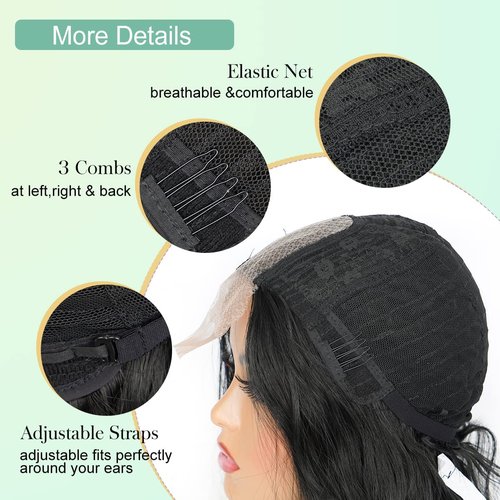 TOZIKA Long Black Wig for Women Wavy Wig Body Wave Lace Front Wig 26 Inch Middle Part Black Wigs Natural Looking Synthetic Heat Resistant Fiber Wigs for Daily Party Use