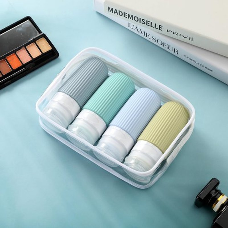 Mrsdry Travel Bottles for Toiletries, Tsa Approved 2oz Travel Bottles, BPA Free Leak Proof Travel Size Toiletry Containers, Refillable Travel Accessories with Toiletry Bag for Shampoo Liquid (4 Pack)