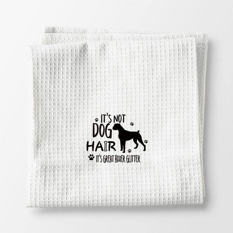 It’s Not Dog Hair It’s Great Boxer Glitter Hand Towels Kitchen Towels Dish Towels,Fall Funny Dog Decor Towels,Dog Lovers Dog Mom Girls Women Gifts