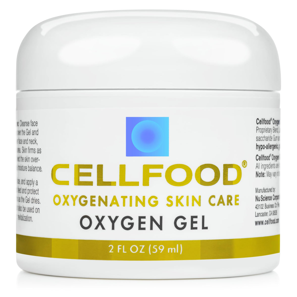 Cellfood Oxygen Gel, 2 fl oz - Nutrient Rich - Provides Moisture & Protection, Decreases Appearance of Fine Lines - Aloe Vera, Lavender Blossom Extract, Cellfood & Glycerine - Hypoallergenic, Non-GMO