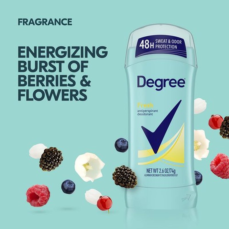 Degree Antiperspirant Deodorant Fresh Energy Pack of 6 48-Hour Sweat and Odor Protection Antiperspirant For Women 2.6 oz