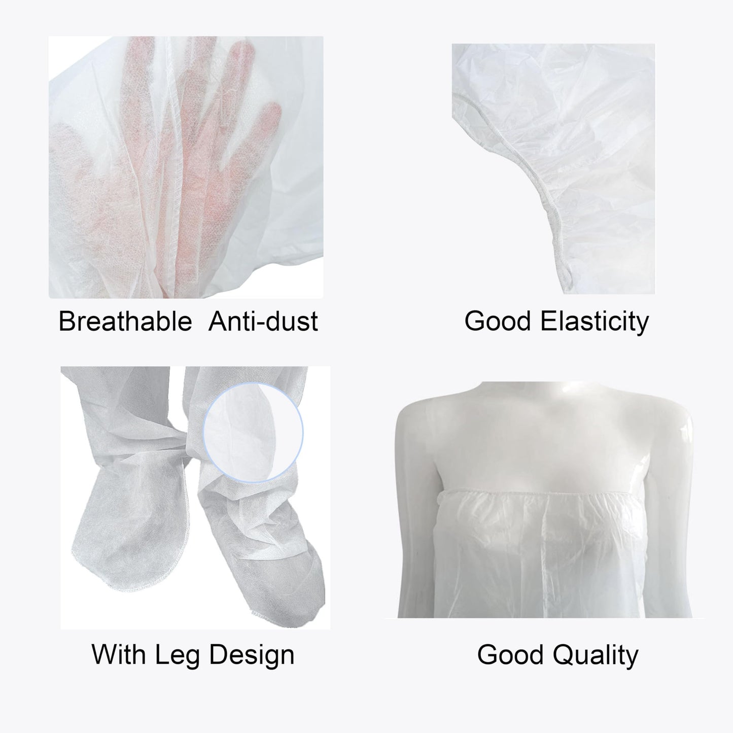 Elitzia Disposable Non-Woven Protective Long Pants Yoga Sauna Pants for Spa Beauty Breathable Tear-Resistant ETDSLP01 (Pack of 10) White