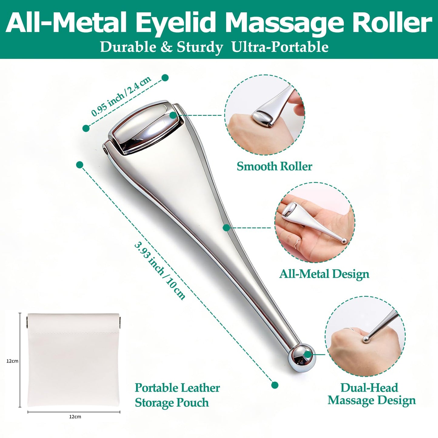 Jepiu Gentle Metal Eyelid Massage Wand for Blocked Glands - Relieves Chalazion, Stye, Dry Eyes, and MGD,Eye Roller for Improves Meibum Flow & Unclogs Oil Glands