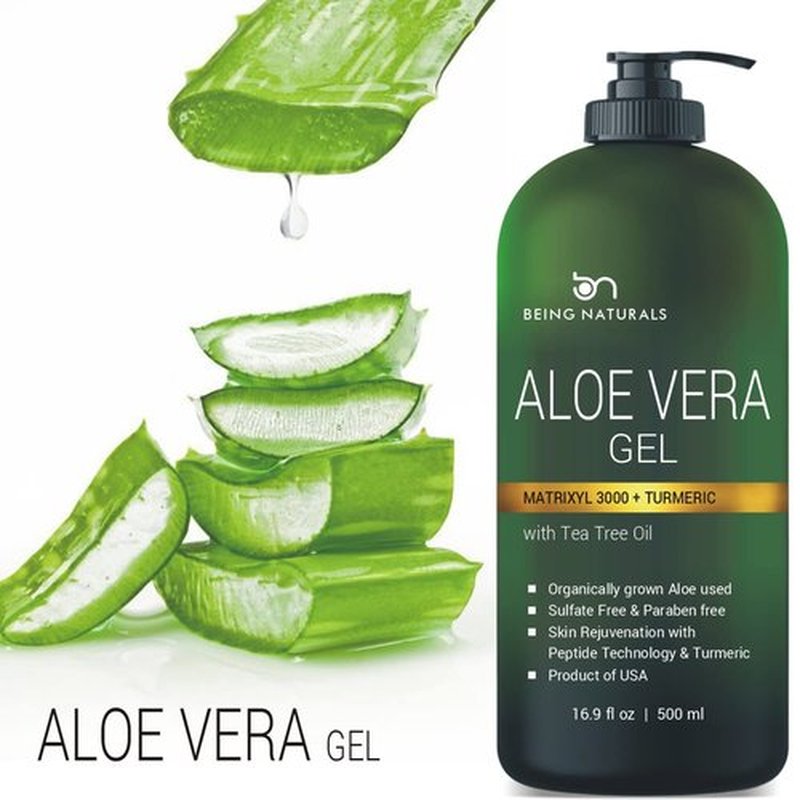Aloe vera Gel - from 100% Pure Organic Aloe Infused with Matrixyl 3000 (Peptides), Turmeric - Natural Raw Moisturizer for Face, Body, Hair. Perfect for Sunburn, Acne, Razor Bumps 16.9 fl oz