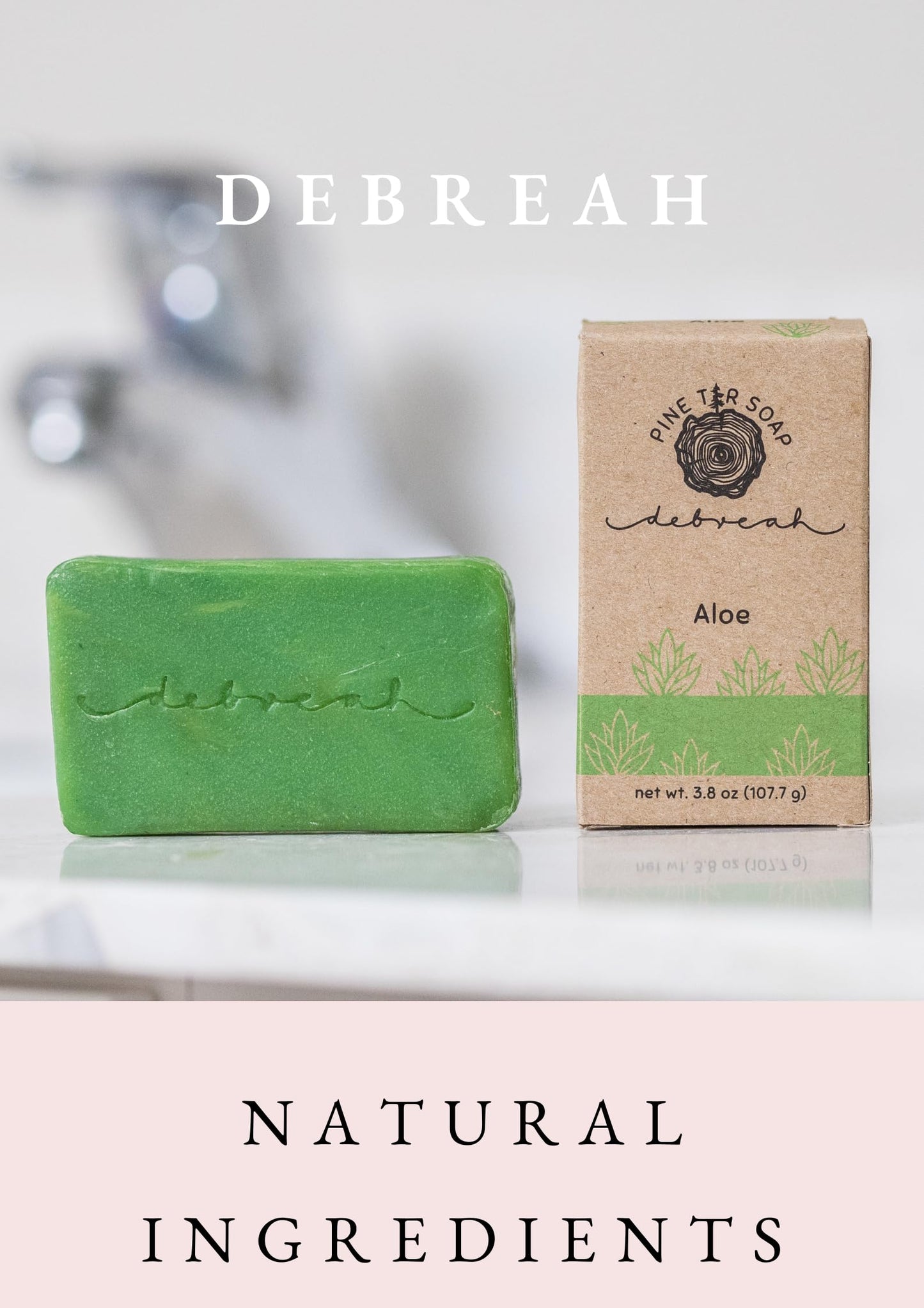 Debreah Aloe Bar Soap, Benefits of Pine Tar with a Fresh Smell, for Men and Women, Handmade, Vegan, Hot Process, Face And Body Soap
