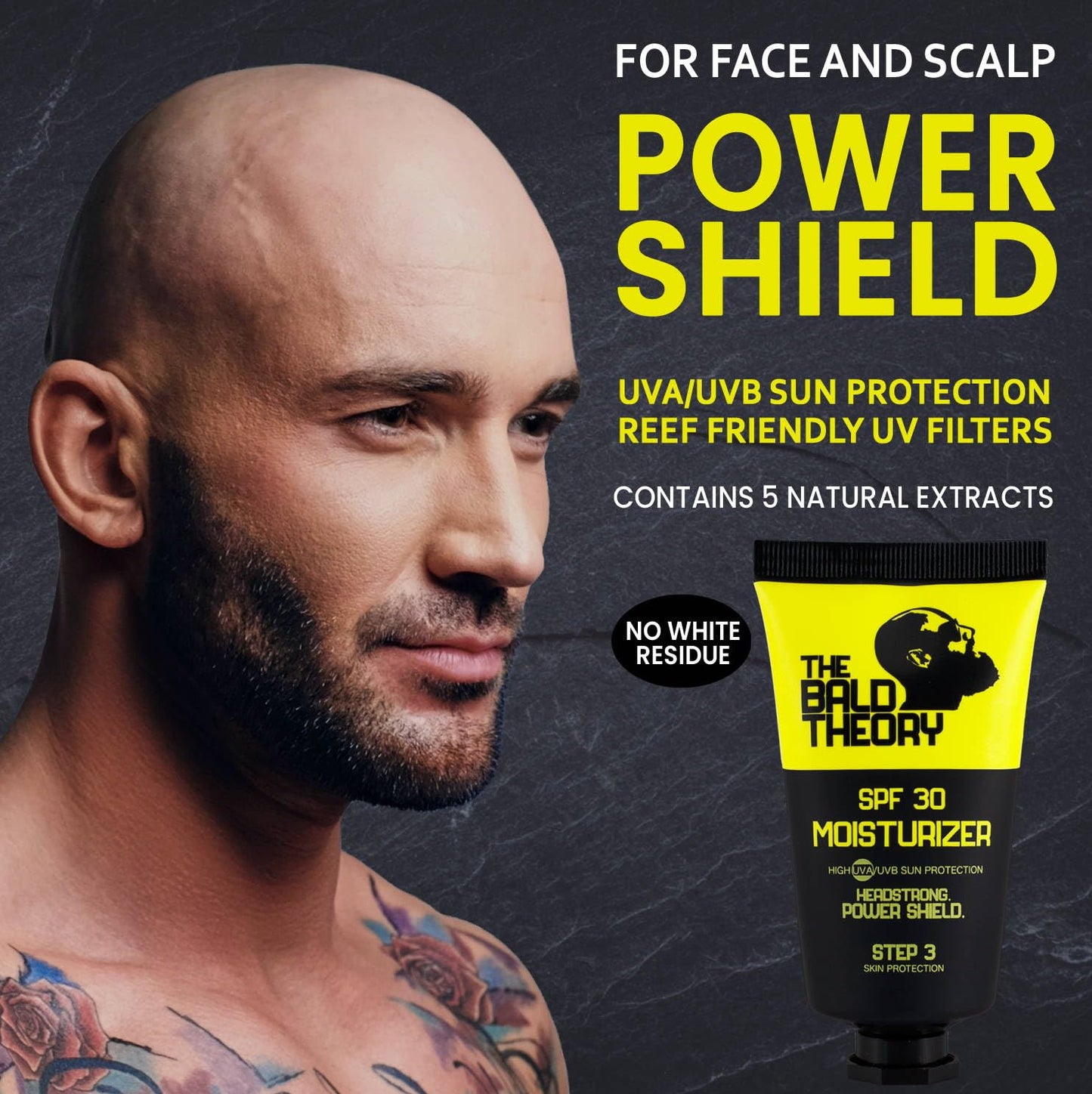 The Bald Theory SPF 30 Scalp Moisturizer Shield with Salicylic Acid, Hyaluronic Acid, Niacinamide & Aloe Vera – Lightweight Daily Protection, Deeply Hydrates & Exfoliates