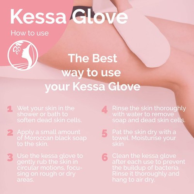 Fatima's Garden Exfoliating Kessa Gloves - Natural Spa Scrubbers, Black (3 Gloves)