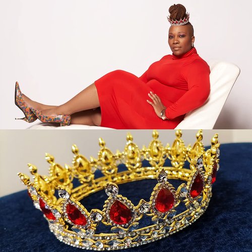 S SNUOY Red Crowns Cake Topper Birthday Crown for Women Gold Queen Tiaras and Crowns for Wedding Party Headpiece
