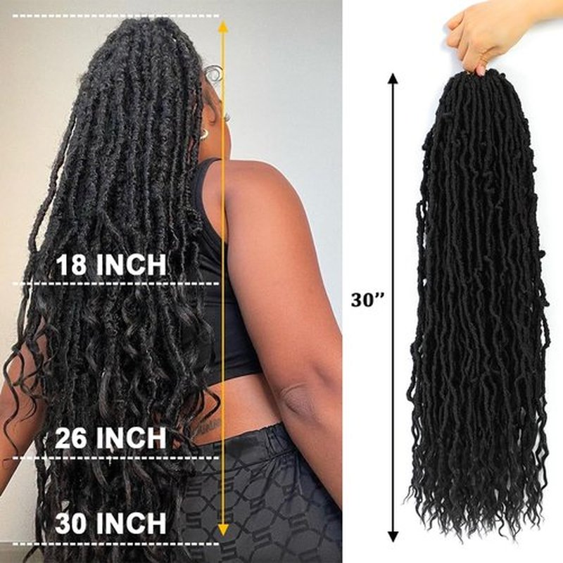 Faux Locs Crochet Hair (30 Inch) XCRUIQO Soft Locs with Curly Ends Goddess Locs Synthetic Boho Crochet Faux Locs for Women Pre Looped (7 Packs, 1B#)