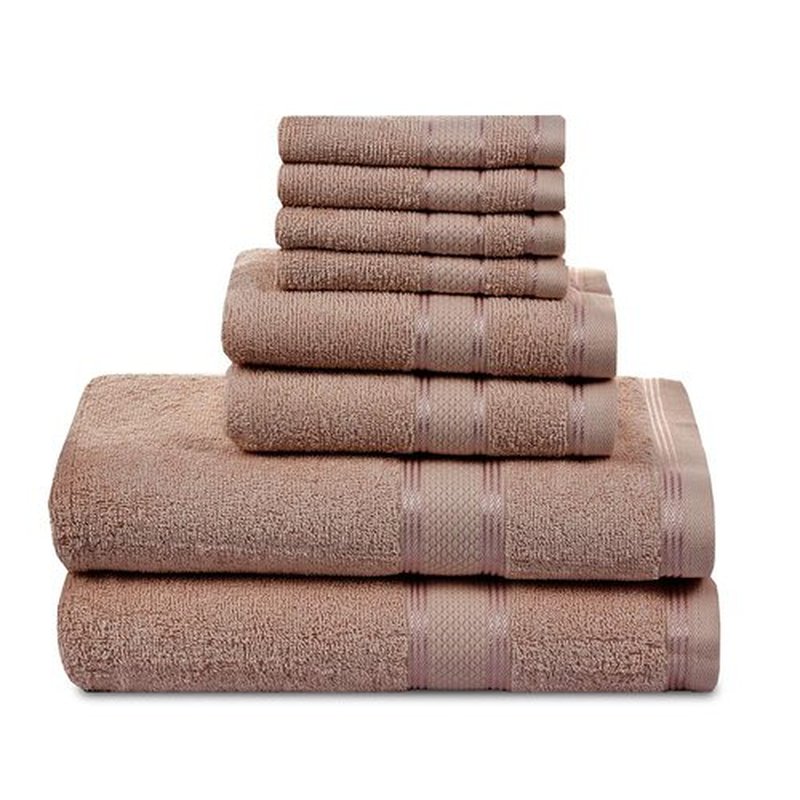 Casa Lino 8 Pc Premium Towel Set, Cotton Towels Set, 400 GSM 2 Bath Towel, 2 Hand Towel, & 4 Washcloths, Bathroom Set, Head Towels Wrap for Ladies, Gym Towel for Men Workout Coffee