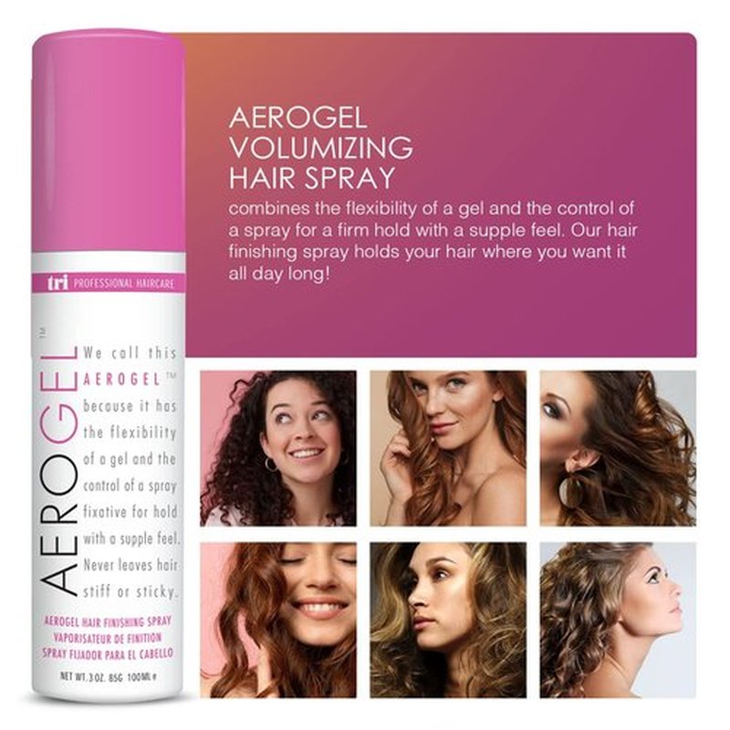 TRI Design Aerogel Hair Spray - Extra Hold, Free & Clear Hairspray Firm Hold for Women and Men, Travel, Volume Fixer & Non-Sticky Essentials, Flexible Spray Nozzle Bottle, Scented - (3oz, Pack of 2)