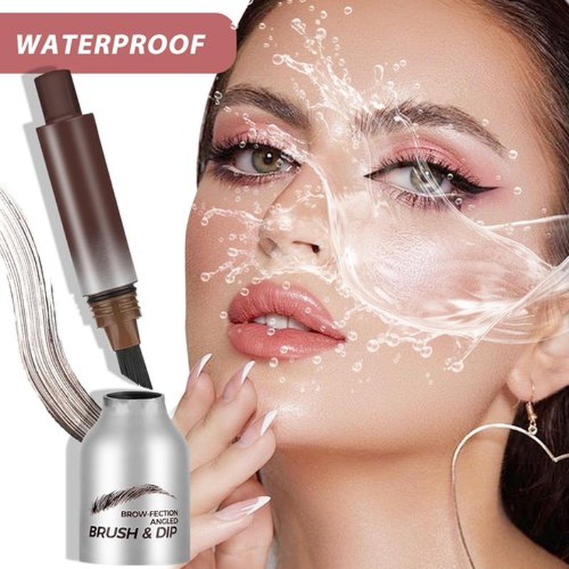 Revorie Brow-fection Angled Brush & Dip Eyebrow Gel, Liquid Eyebrow Brush, Long Lasting Quick Drying, Hair-like eyebrow pencil, Pressed Wild Eyebrow Pen (Dark brown)