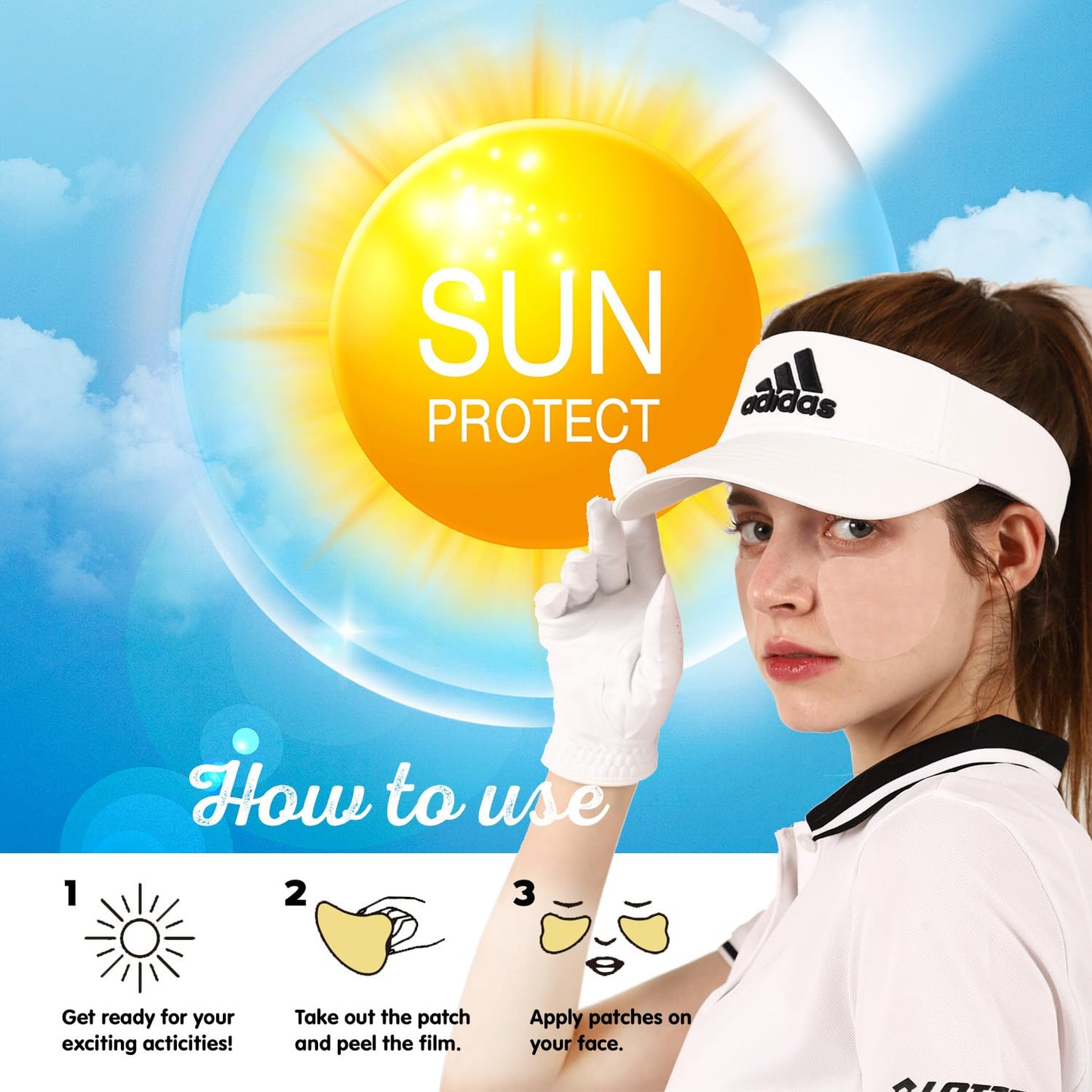 EAGLE PATCH UV Protection Golf Patch (Clear, 12 PCS)- Hydrating Sunscreen Gel Facial Patches for Outdoor Activities, Skin Care Sunblock for Golfers