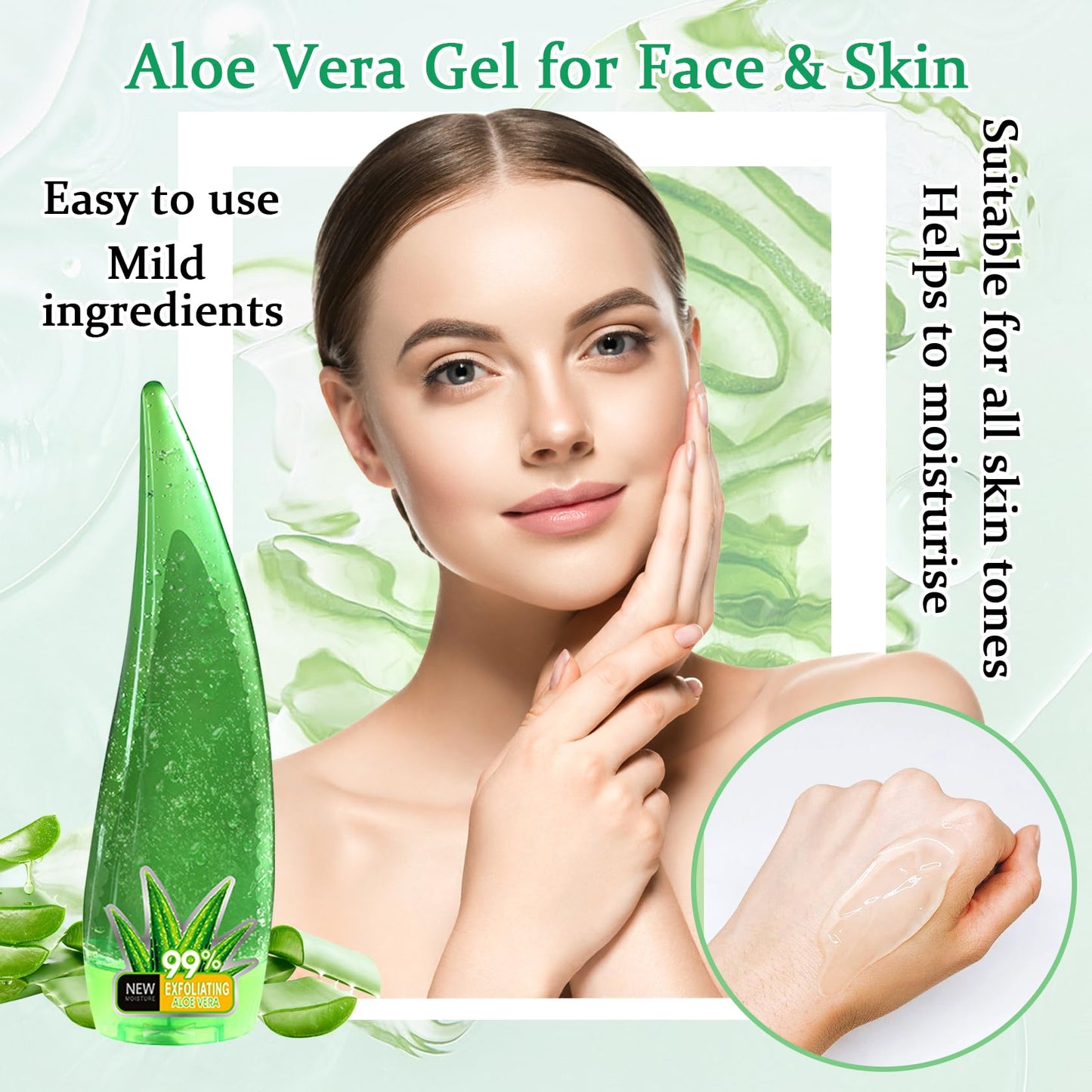 WENJLYJ 2PCS Organic Aloe Vera Gel,Aloe Vera Soothing Gel,Natural Moisturizing Lotion for Soothing Skin Care,Long Lasting Moisturizing body Lotion,After Sun Skin Care Cream for Face and Skin