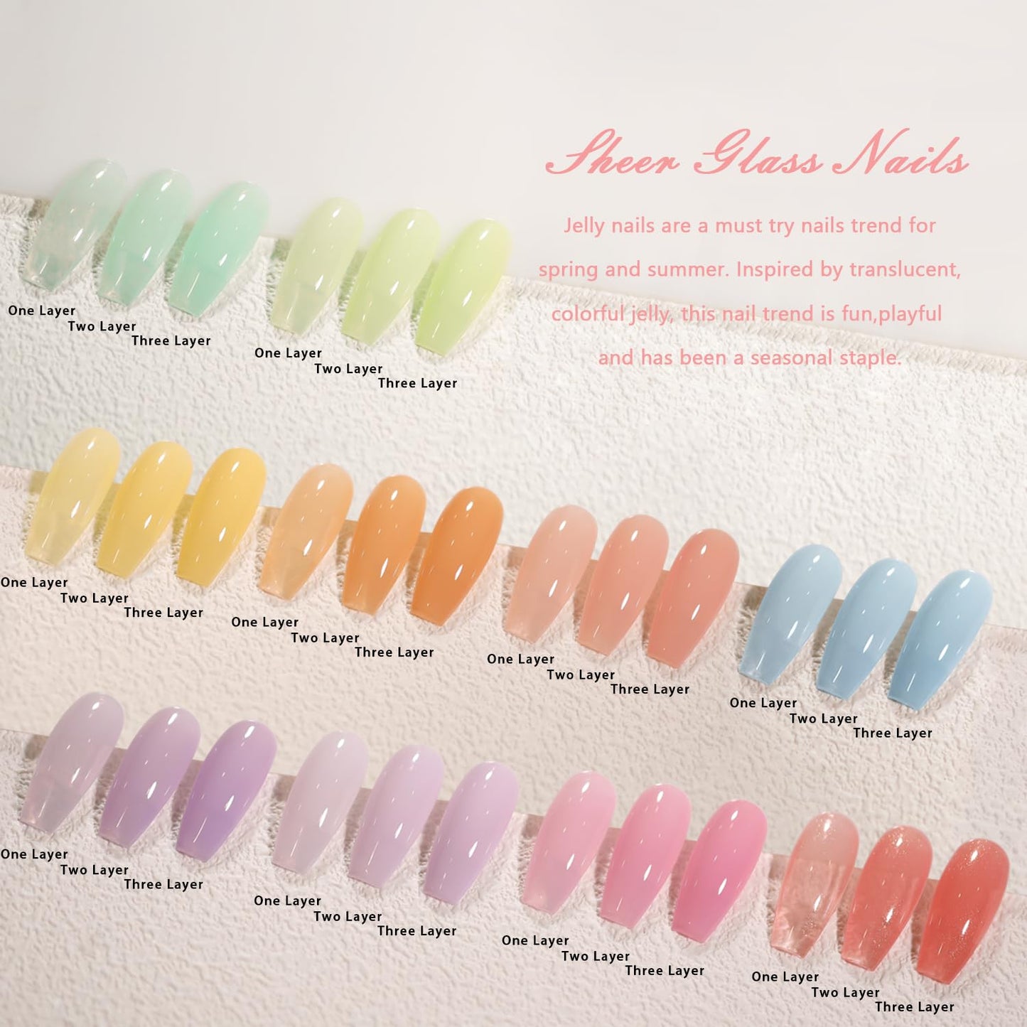 SHOYUM Jelly Pastel Gel Nail Polish Set 10Pcs Candy Colors Collection,Translucent Spring Summer nail gel polish Manicure at Home DIY Easter Mother's Day Gifts