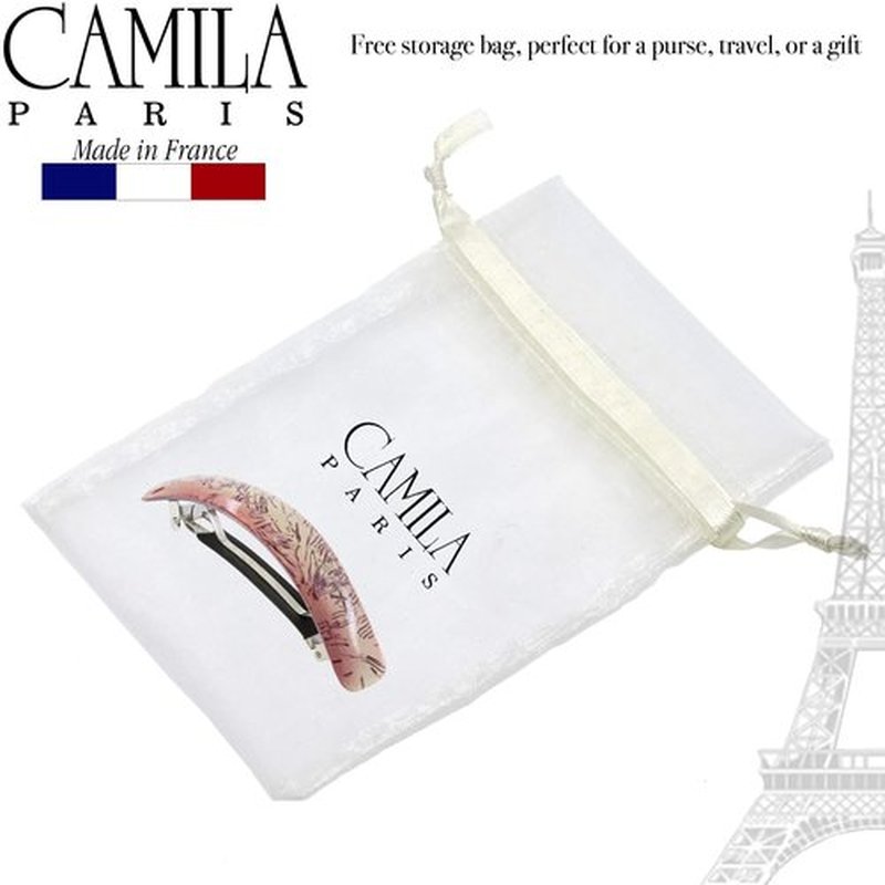 Camila Paris CP3332 French Hair Barrette Clip for Girls, Bordeaux, Rubberized Metal Clasp Strong Hold Grip Hair Clips for Women, No Slip Durable and Styling Girls Hair Accessories, Made in France