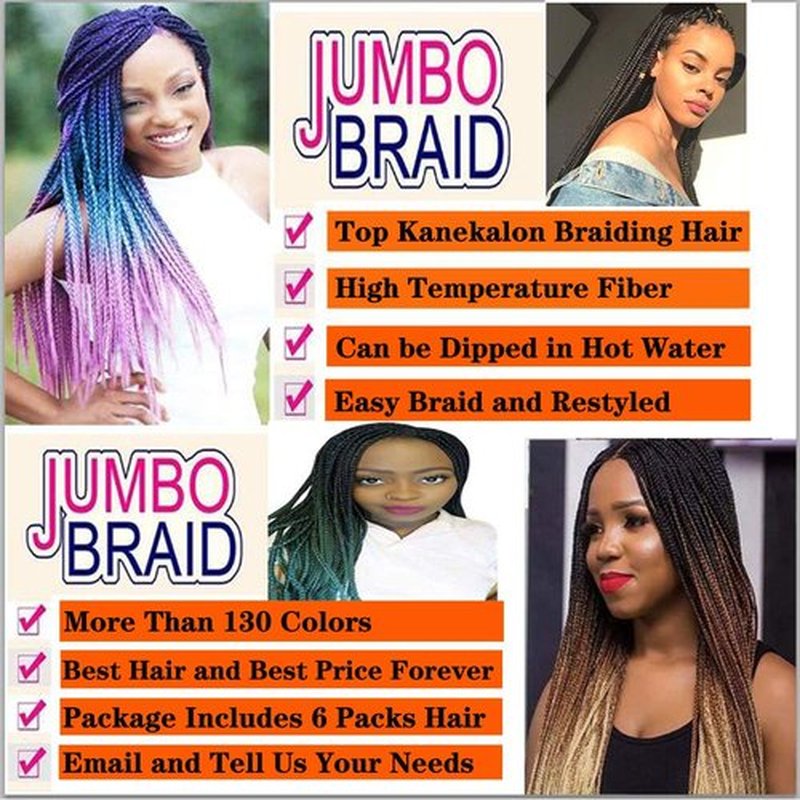 SHUOHAN 6 Packs Ombre Jumbo Braiding Hair Extensions 24 Inch High Temperature Synthetic Fiber Hair Extensions for Box Braids Braiding Hair (blue to light blue to green yellow to light pink to rose)
