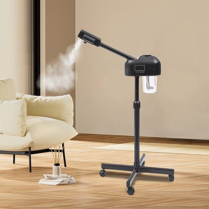 Professional Facial Steamer Machine on Wheels, Standing Esthetician Steamer, Facial Be Used for Skin Rejuvenation, Steamer for Facial Used for Spa or Personal Care (Black)