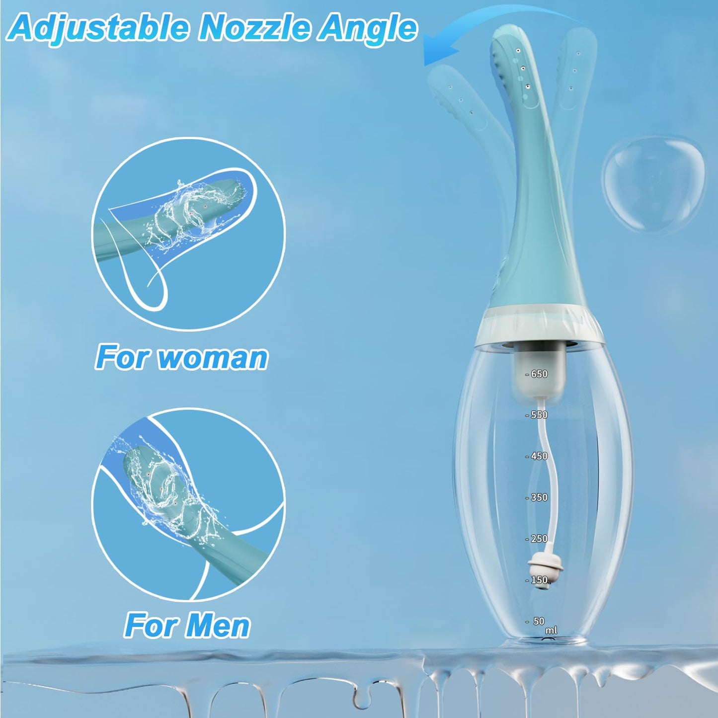 Anal Douche Swing Cleaning Enema Bulb, Anti Backflow Enemas for Men Women Colon Cleanse with Adjustable Nozzles, Remote Control Reusable Cleaner 7 Swing Modes and 7 Spray Holes, 21.98 oz with Lube