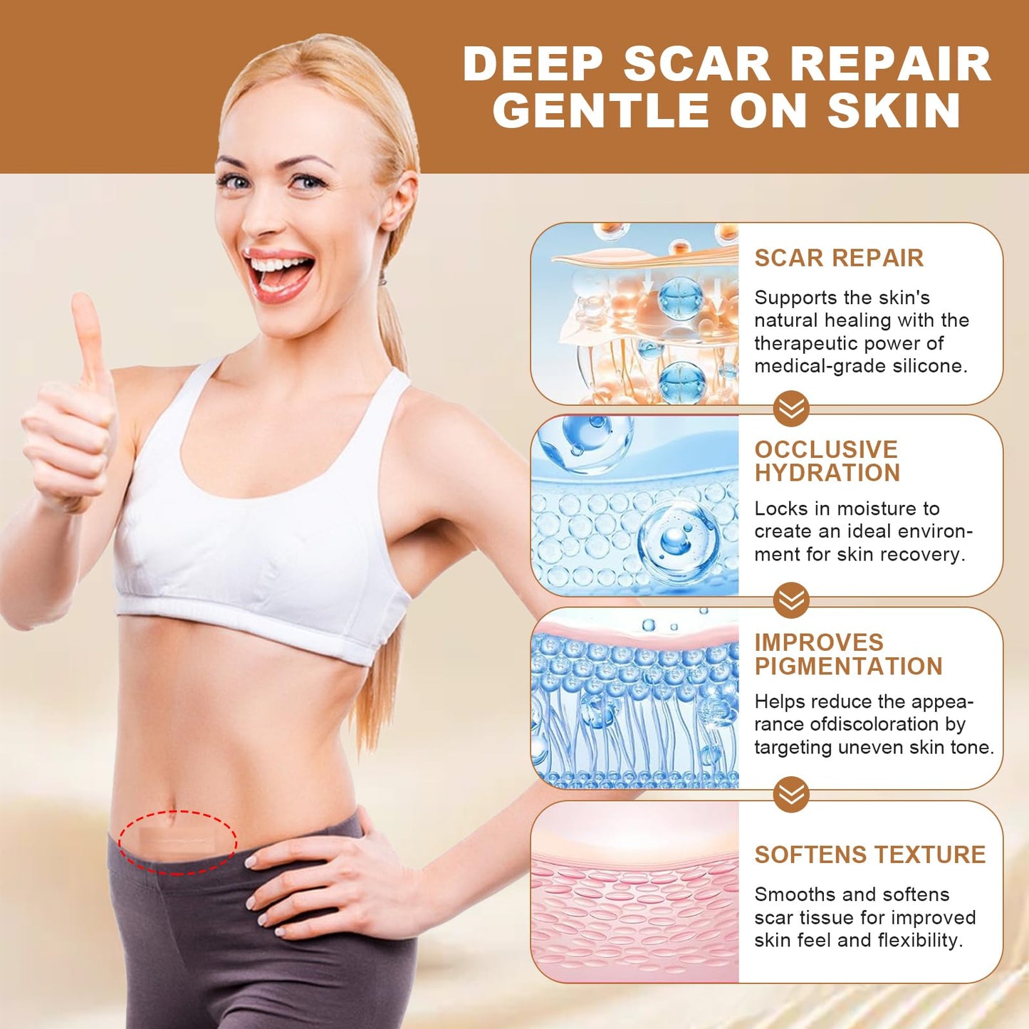 Silicone Scar Sheets for C-Section & Surgery - 3M Roll (1.6"x118") - Reusable & Hypoallergenic Scar Tape to Fade Scars from Acne, Burns, Keloid | Doctor Recommended