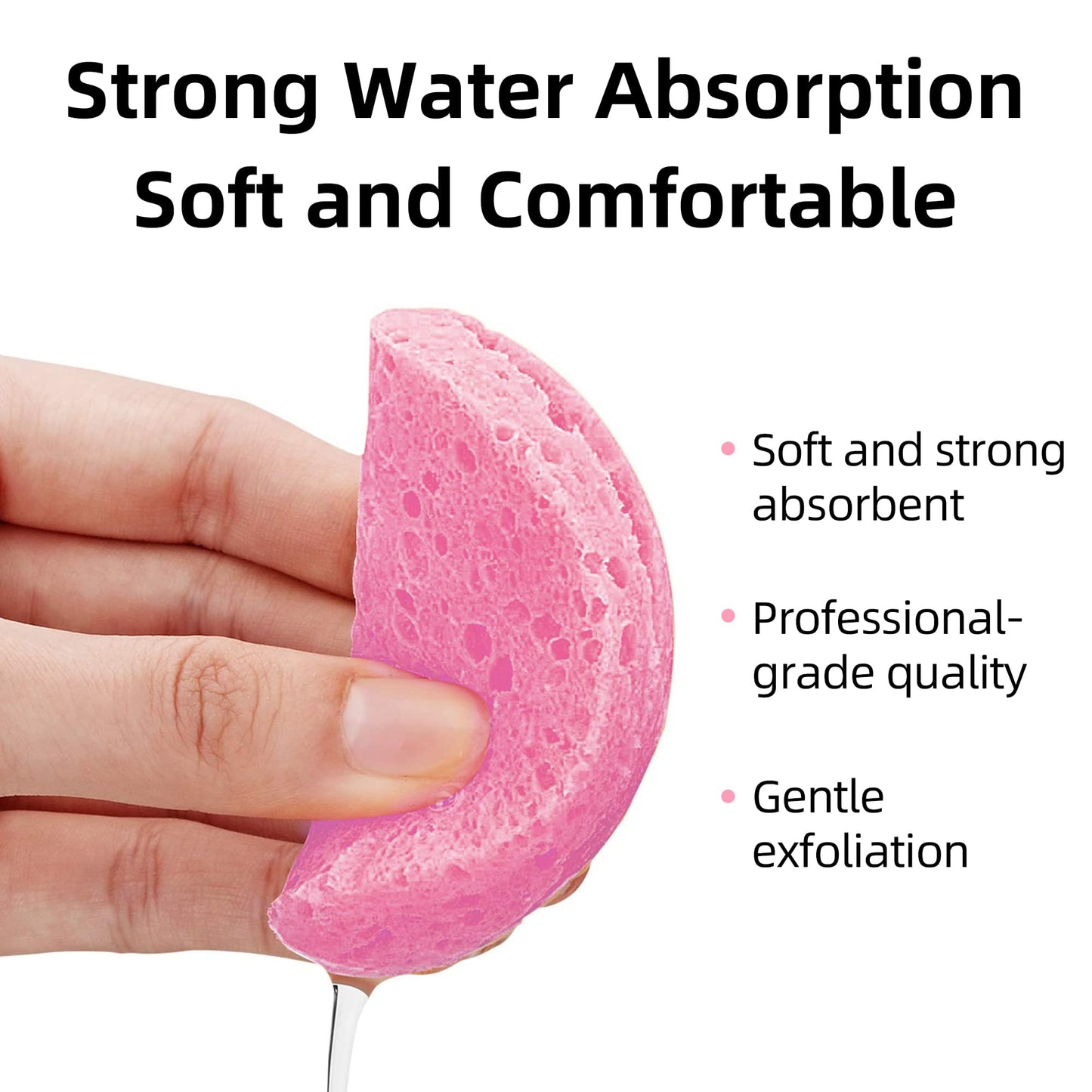 50-Count Compressed Facial Sponges|Kickleen 100% Natural Cellulose Cosmetic Spa Sponges for Daily Facial Cleansing|Makeup and Mask Removal|Exfoliating|Skin Massage|Pore Exfoliation (50 Count (Pink))