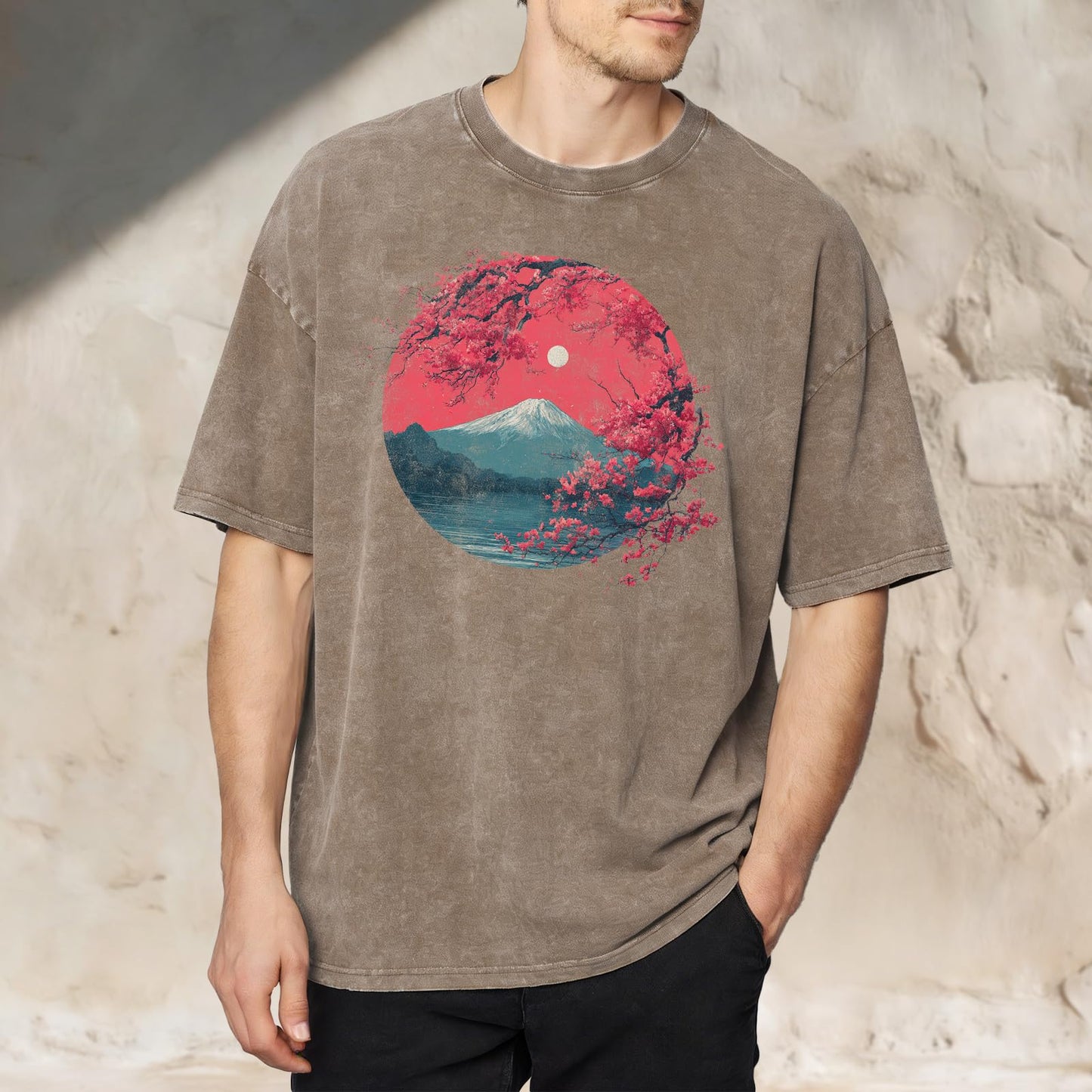 domirica Outdoor Men's T-Shirts Solid Brown Cotton Washed Heavyweight Graphic Tee Oversized 2026 Summer Gym Mens Clothing Casual Shirts for Men,XL