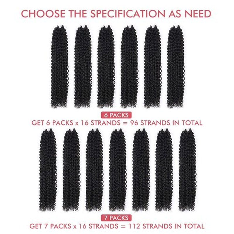 Pelokaa Passion Twist Hair - 18 Inch 7packs Jet Black Water Wave Crochet Braids Synthetic Braiding Hair Extensions (18 Inch, #1-7P)