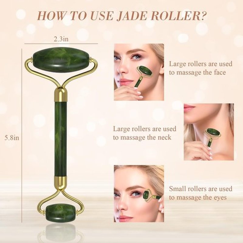 Gua Sha Jade Roller Set - Facial Skin Care Set, Reduce Puffiness and Improve Wrinkles, Natural Beauty Skin Care Tools, Face Roller Massager for Face, Neck, and Eye Treatment，Gua Sha Facial Massager ﻿