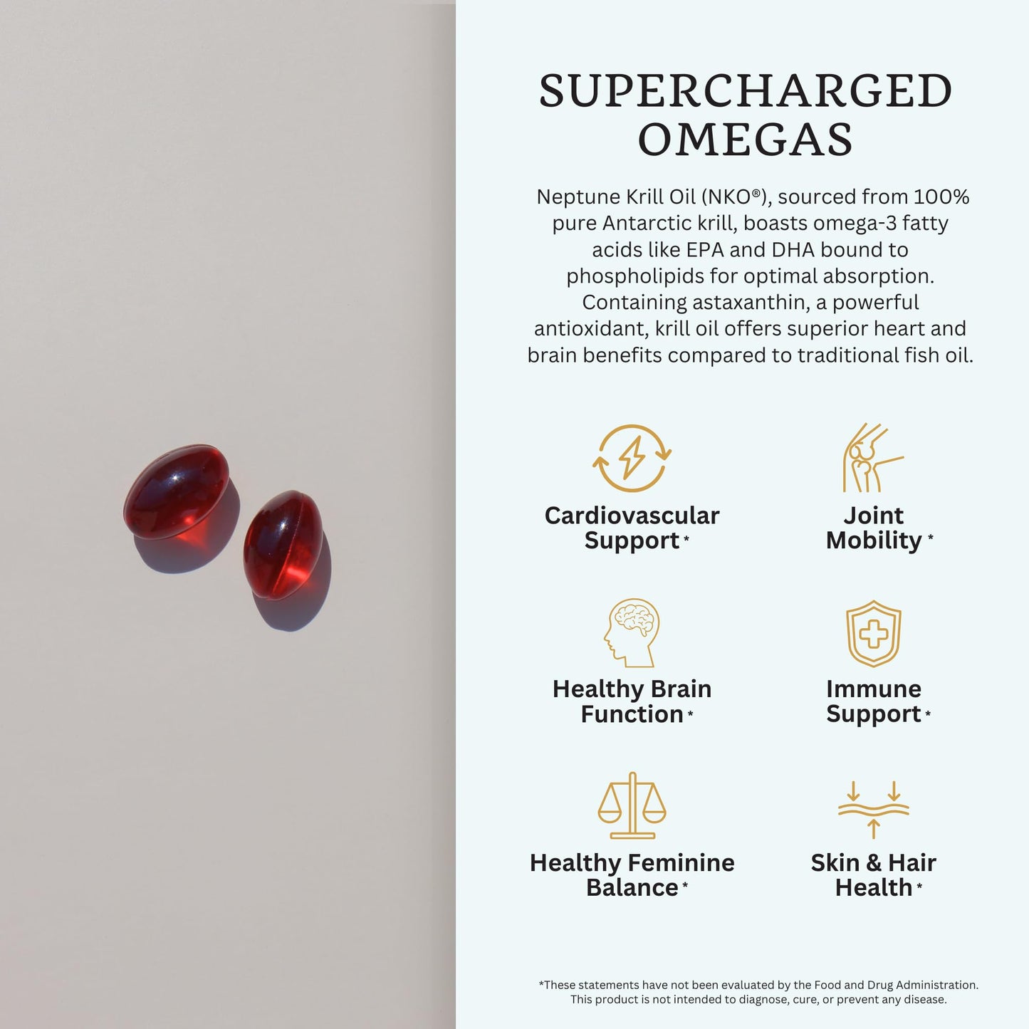 VTC VitaTradingCo. Krill Omega-3 Oil Supplement | 100mg Pure Antarctic Neptune Krill Oil (NKO) | EPA & DHA Astaxanthin | Brain, Heart, Joint & Eye Support | 60 Softgels