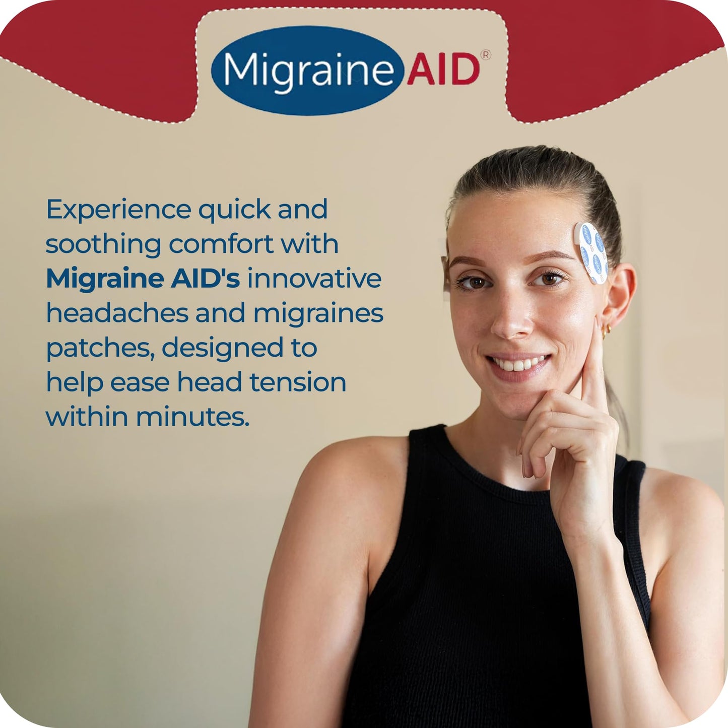 Migraine AID - Migraine Support Patches, Fast-Solution & Non-Medicated Support for Head Tension, Easy to Apply, Suitable for Everyday Use, 10 Disposable Patches, Made in USA
