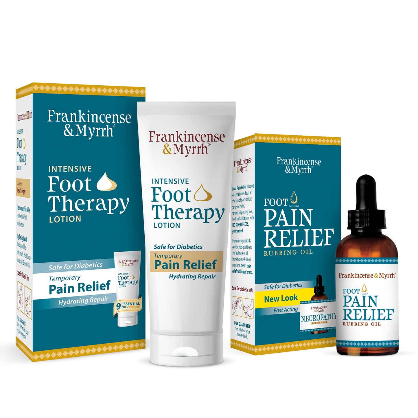 FRANKINCENSE & MYRRH Foot Pain Combo: Rubbing Oil 2oz + Lotion 3oz, Premium