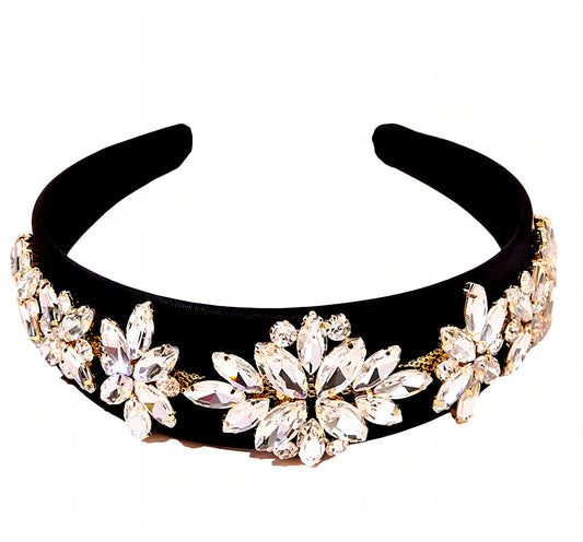 MUQINGWAN Fashion Women's Headband, Women Headband Gorgeous Retro Crystal Rhinestone Girl's Headband, Accessories For Women And Girl (Black & White)