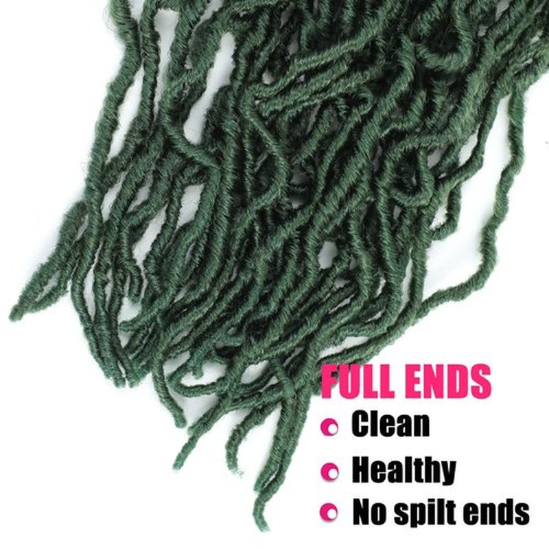 Soft Locs Crochet Hair 24Inch 2 Packs Faux Locs Crochet Hair Pre Looped Green Color Synthetic Hair Extension for Women (24Inch, 2Packs Green) …