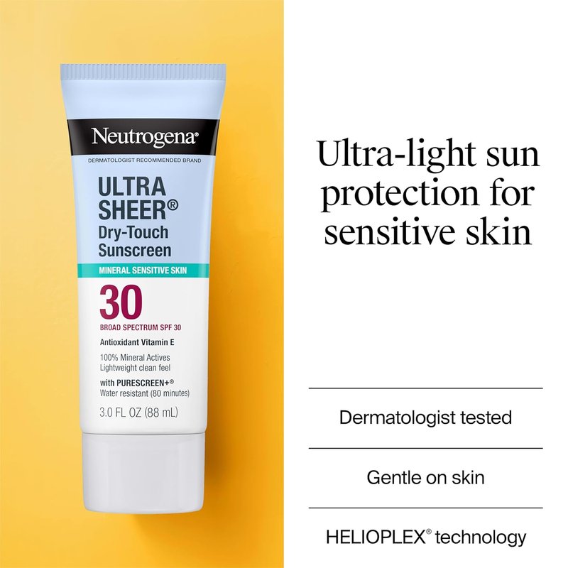Neutrogena Ultra Sheer Mineral Sunscreen SPF 30 - Oxybenzone-Free, 3.0 fl. oz | Face & Body Protection