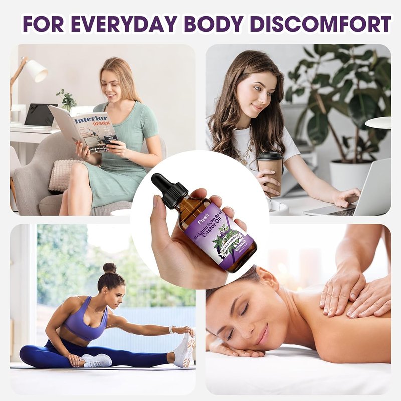 Poke Root & Castor Oil - Natural Lymphatic Support with Vitamin E | Soothing Massage Blend for Skin Wellness