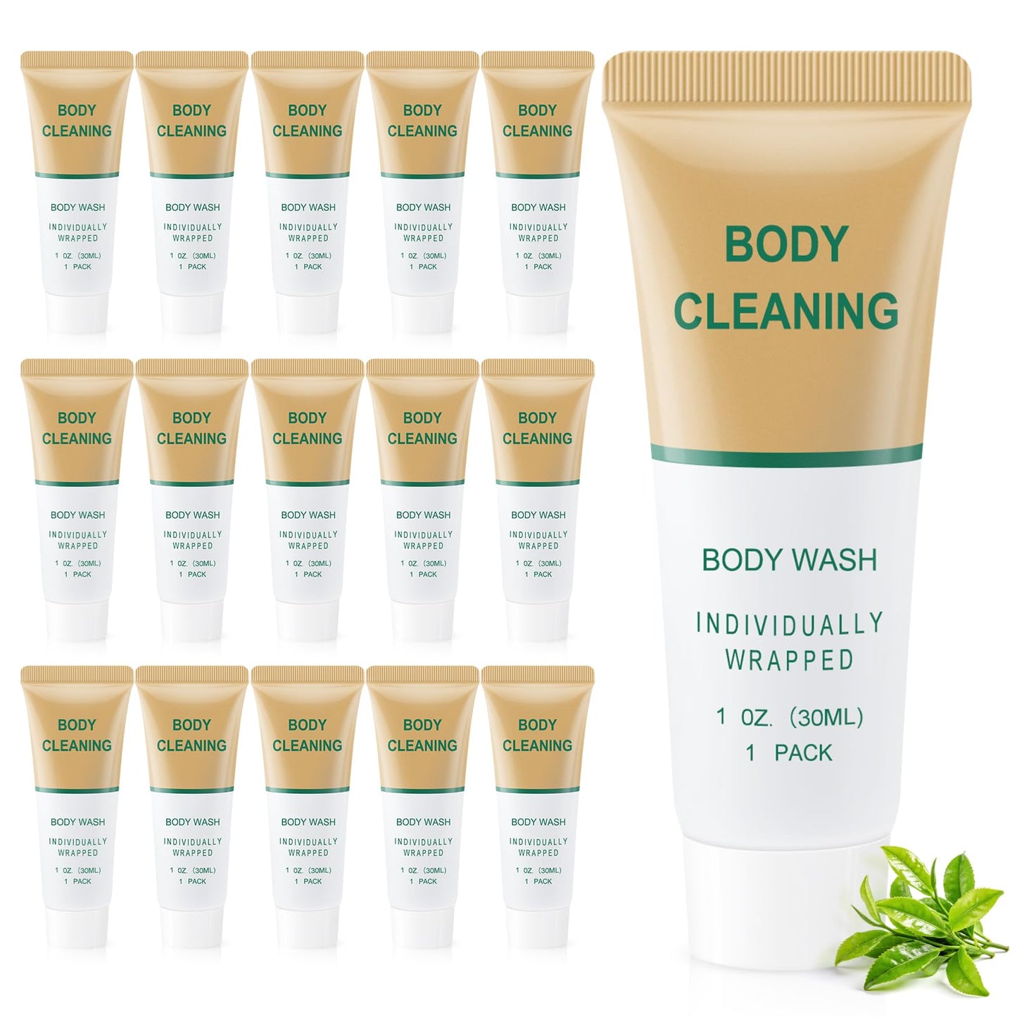 Mini Travel Body Wash, Individually Wrapped Travel Size Bulk Shower Gel Set, Trial Sample Small Single Use Men Women Toiletries Amenities for Hotel/Camping/Vacation/Homeless 1 Fl Oz (Pack of 30)
