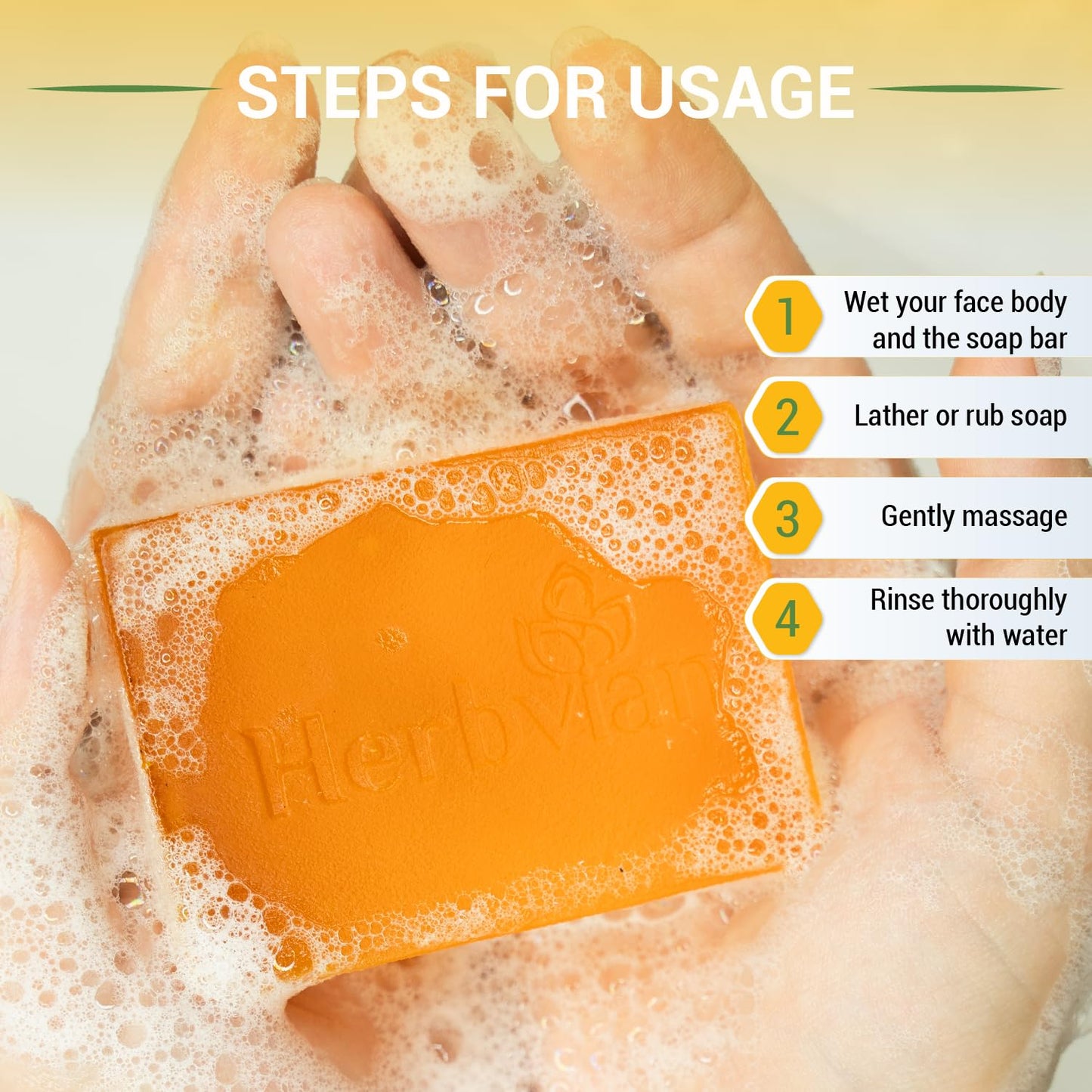 Herbvian Natural Turmeric Vietnames Soap Bar with Lemongrass Oil 3 Pack