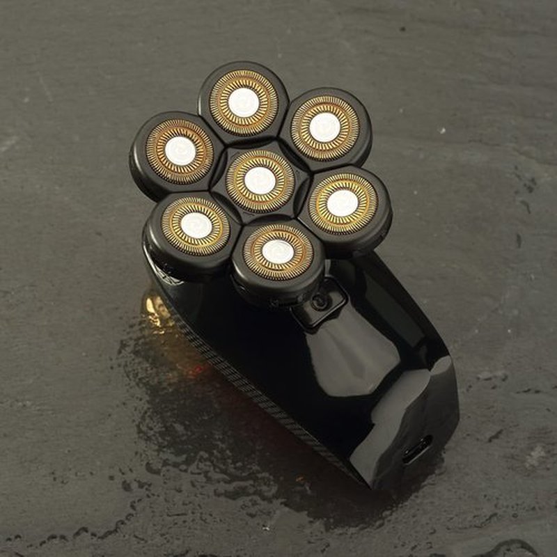 Universal 7 Blades Head Shaver Replacement Heads for Head Shaver and Other Brands Shaver, 7 Heads Head Shaver Bald Shaver Beard Electric Razor Shaver Head (Gold+Black)