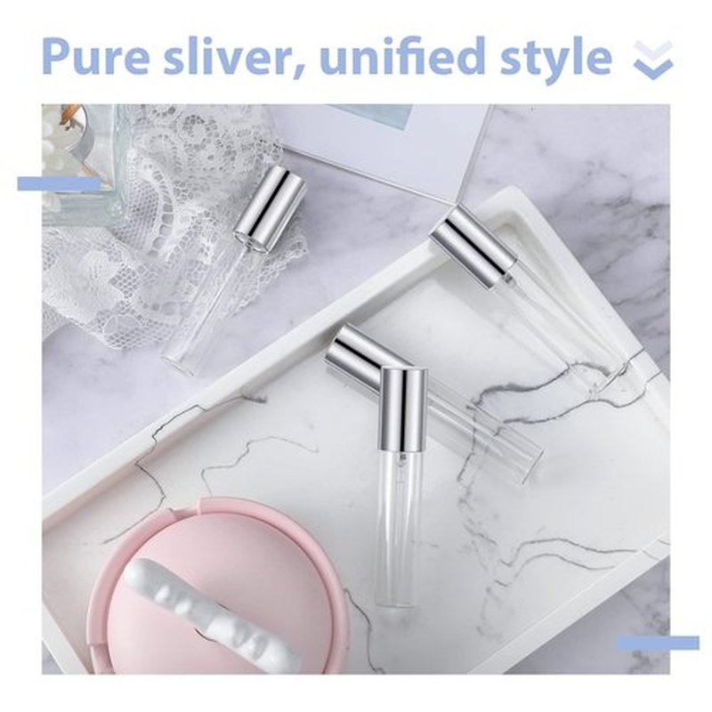 Yinder 25 Pcs Perfume Travel Refillable Atomizer bulk Perfume Bottles Empty Mini Perfume Sample Spray Bottle Clear Fragrance Bottle Cologne Perfume Containers(10 ml,Silver)