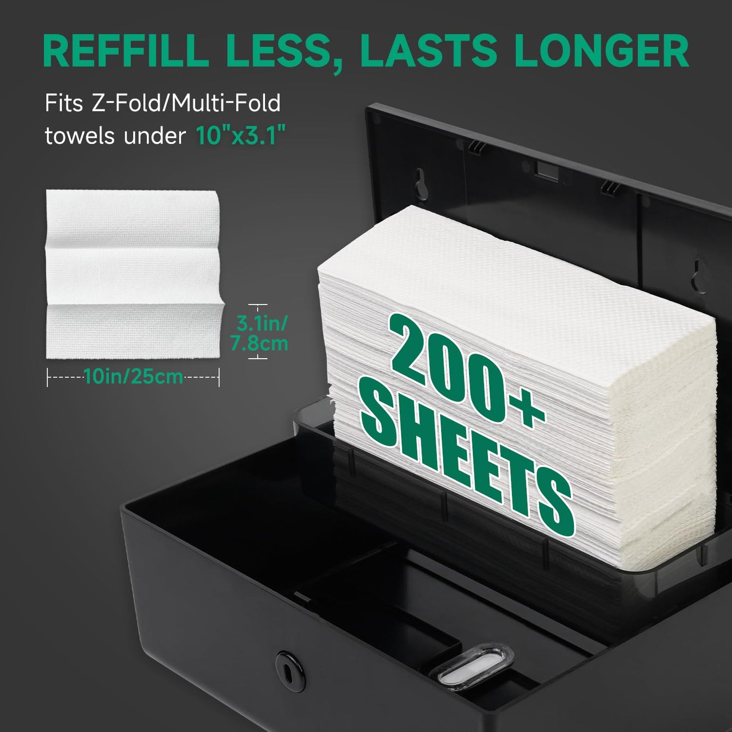 anydry 200-Sheet Paper Towel Dispenser Wall Mount (Folded Size ≤ 10 x 3.1)