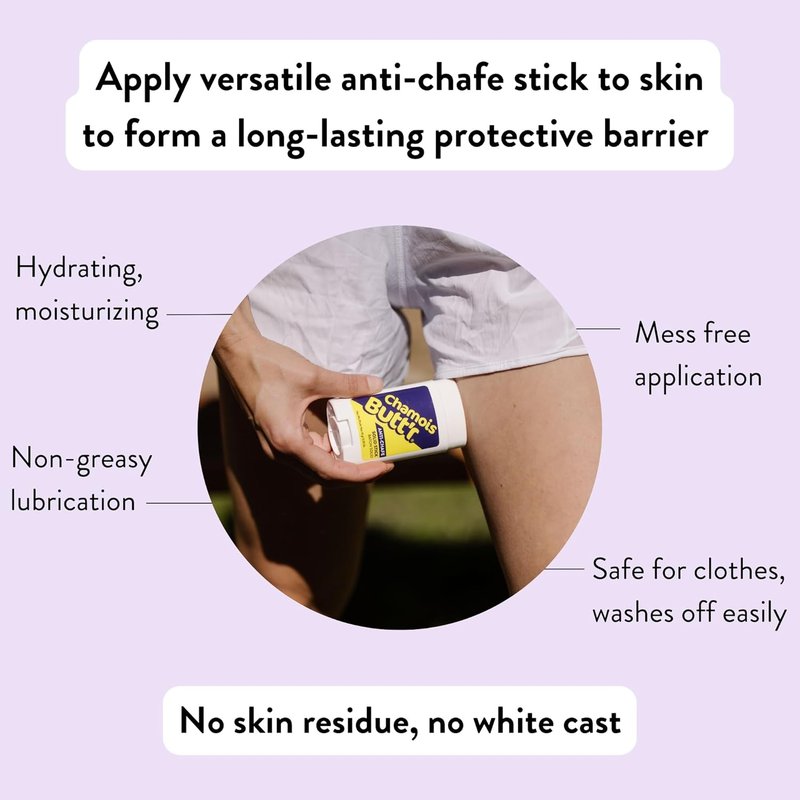 Chamois Butt'r Solid Anti-Chafe Stick - 2.25 Oz Clear Formula for Comfort and Protection