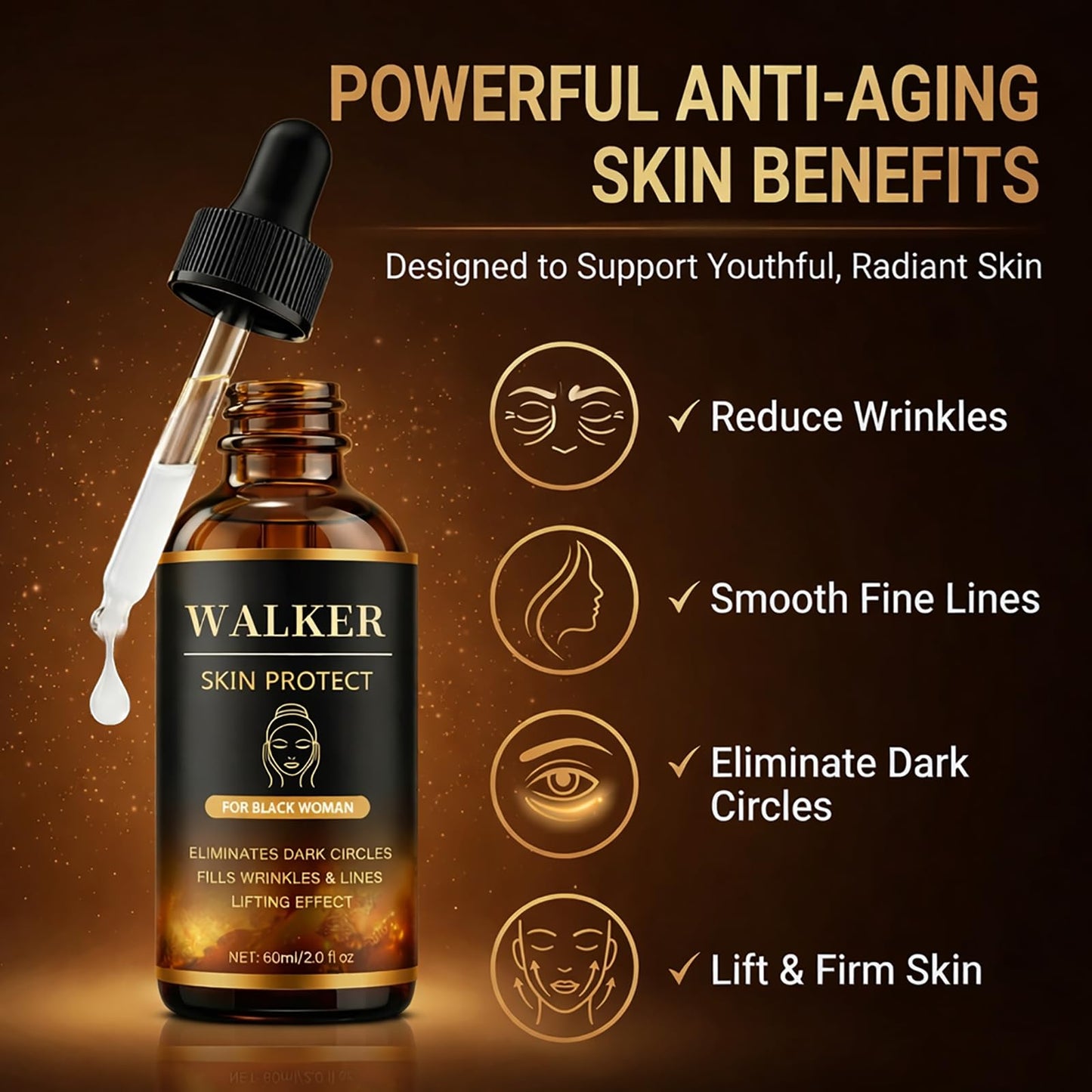 Walker Skin Protect Serum for Black Women, Walker Skin Protector Anti-Wrinkle Face Serum - Reduces Wrinkles & Fine Lines, Eliminates Dark Circles, and Lifts & Firms Skin (2)