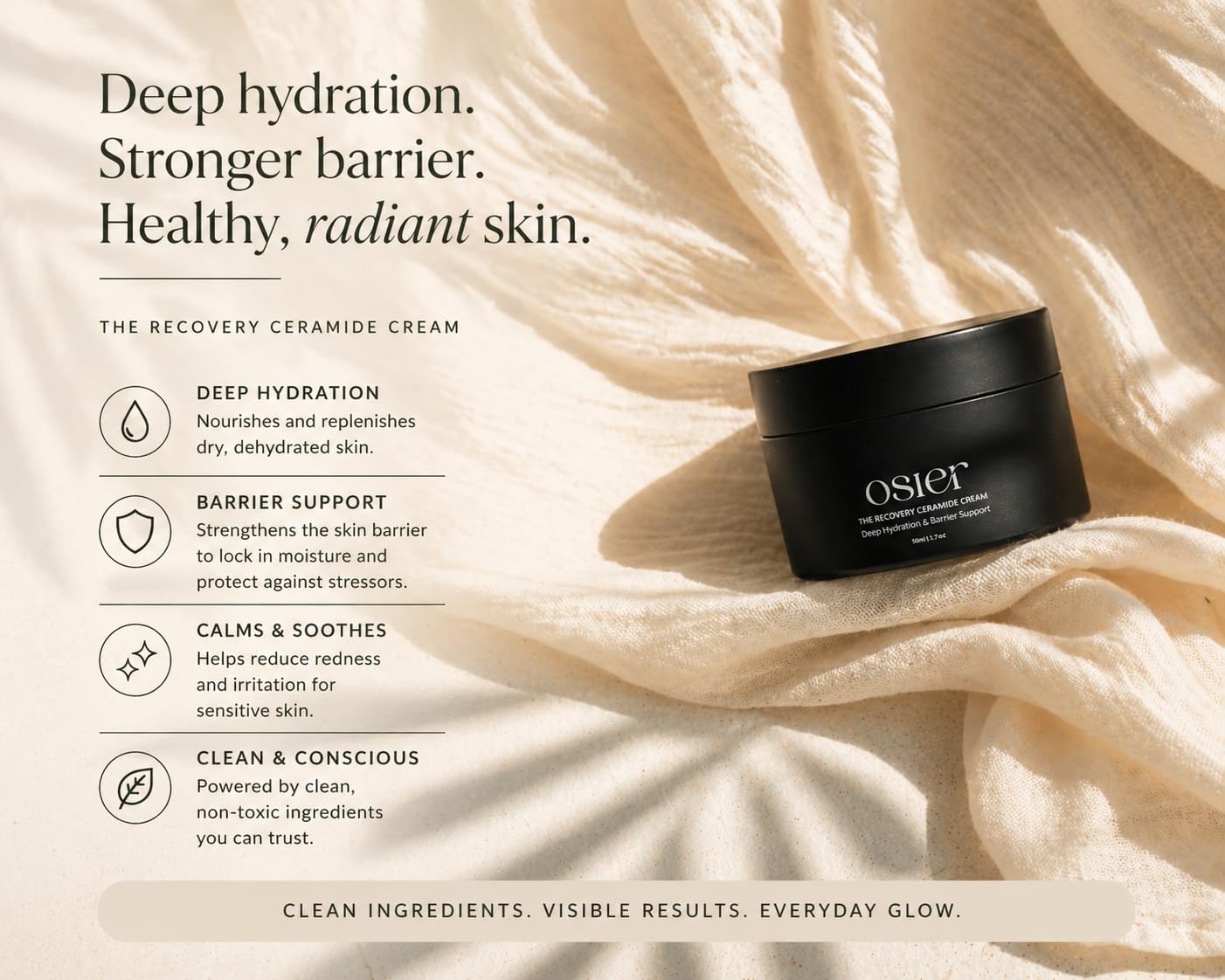 Osier The Recovery Ceramide Cream | Korean Skincare | Facial Moisturizer