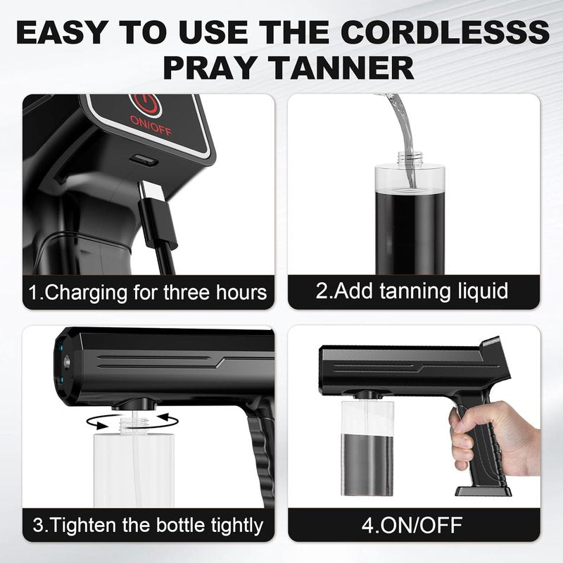 Spray Tan Machine - Cordless Portable Spray Tan Gun with One-Touch Operation | Long Battery Life for Home & Travel