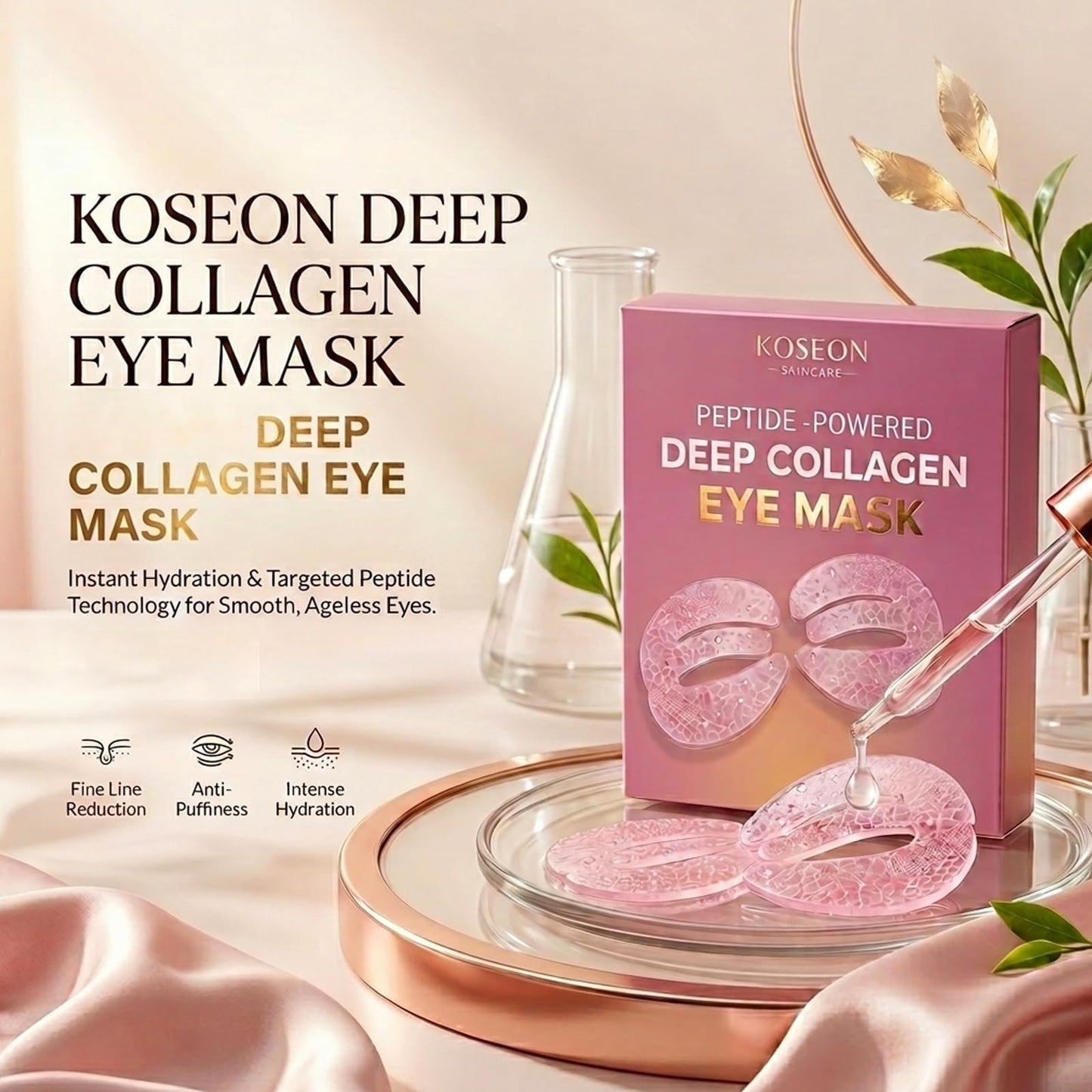 HACHIAC Koseon Collagen Eye Mask, Peptide-Powered Deep Collagen Eye Mask with Collagen Peptide, Under Eye Patches 360° Fit, Eye Patches for Fine Lines Eyes and Dark Circles (1 pcs)