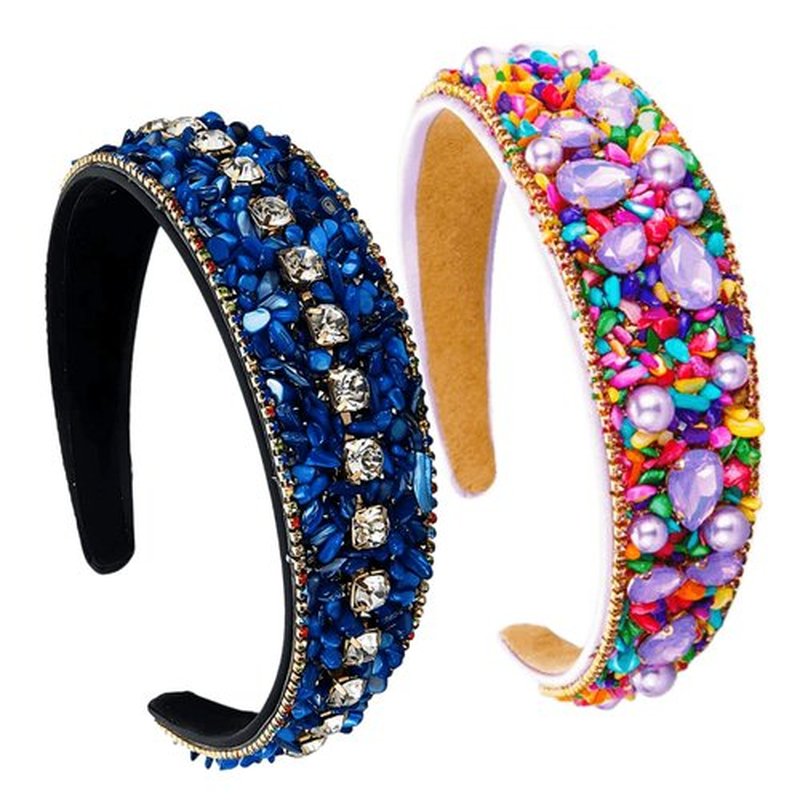 MUQINGWAN Fashion Women's Headband, Crystal Rhinestone Headband, Accessories For Women And Girls, Hair Accessories (Crystal Headband 5, 1 Count Pack of 1, Women Headband Gorgeous Retro)
